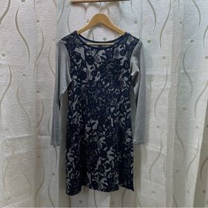 Rien ne se perd Tunic Dress Women‎ XS Grey Navy Floral Bamboo Handmade Canada